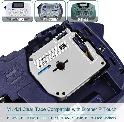 BOYEEZON Compatible for MK131 M-K131 Clear Label Tape Brother P Touch M Tape 12mm 0.47 Work for Brother PT-M95 PT-90 PT-70 PT-65 PT-45 Label Maker, 1/2 Inch x 26.2 Feet, Black on Clear,3-Pack in Saudi Arabia