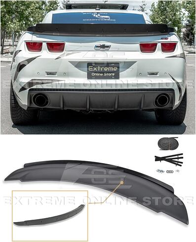 لسيارة شيفروليه كمارو 2010-2013 | EOS ZL1 Style جناح غطاء صندوق السيارة الخلفي مع حشوة من الألومنيوم باللون الأسود اللامع في المنتصف (بلاستيك ABS - مطلي باللون الأسود اللامع) in Kuwait