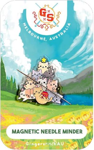 GingerStitch AU Magnetic Needle Minder, Kawaii Cat Design, Acrylic Cross Stitch Embroidery Accessory, Melbourne Collection in Kuwait