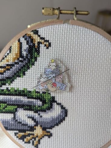 GingerStitch AU Magnetic Needle Minder, Kawaii Cat Design, Acrylic Cross Stitch Embroidery Accessory, Melbourne Collection in Kuwait