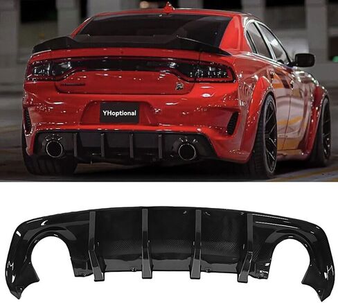 الناشر الخلفي لـ 2015-2024 دودج تشارجر SRT Daytona Scat Pack R/T 392 GT R/T المصد الخلفي للشفة غير العريضة لشاحن SRT ملحقات Scatpack (أسود لامع) in Kuwait