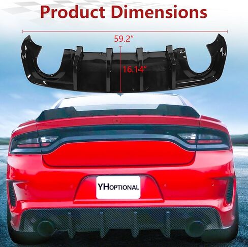 الناشر الخلفي لـ 2015-2024 دودج تشارجر SRT Daytona Scat Pack R/T 392 GT R/T المصد الخلفي للشفة غير العريضة لشاحن SRT ملحقات Scatpack (أسود لامع) in Kuwait