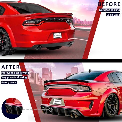 الناشر الخلفي لـ 2015-2024 دودج تشارجر SRT Daytona Scat Pack R/T 392 GT R/T المصد الخلفي للشفة غير العريضة لشاحن SRT ملحقات Scatpack (أسود لامع) in Kuwait