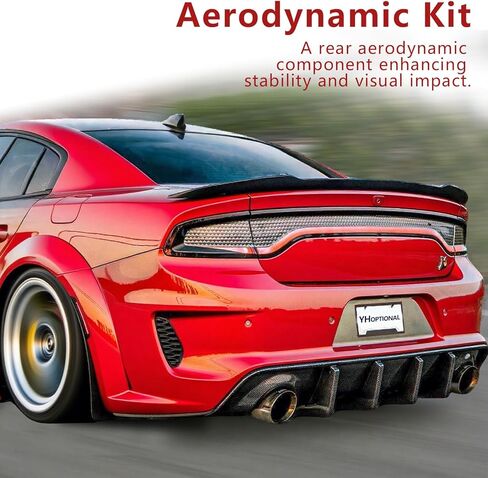 الناشر الخلفي لـ 2015-2024 دودج تشارجر SRT Daytona Scat Pack R/T 392 GT R/T المصد الخلفي للشفة غير العريضة لشاحن SRT ملحقات Scatpack (أسود لامع) in Kuwait