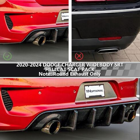 الناشر الخلفي لـ 2015-2024 دودج تشارجر SRT Daytona Scat Pack R/T 392 GT R/T المصد الخلفي للشفة غير العريضة لشاحن SRT ملحقات Scatpack (أسود لامع) in Kuwait