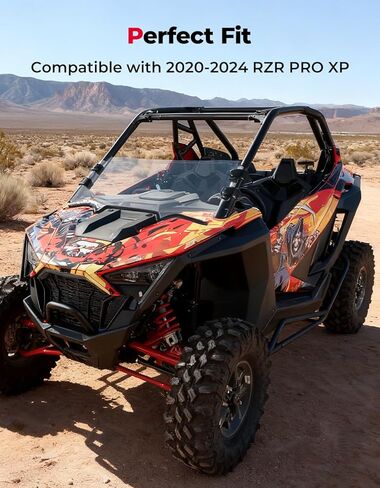KEMIMOTO PRO XP 1/2 نصف مشابك ترقية الزجاج الأمامي متوافقة مع Polaris RZR PRO XP / RZR Turbo R 2020-2024، سهلة التركيب، شرائط مطاطية مثبتة مسبقًا 5 مم من مادة الكمبيوتر الزجاج الأمامي in Saudi Arabia
