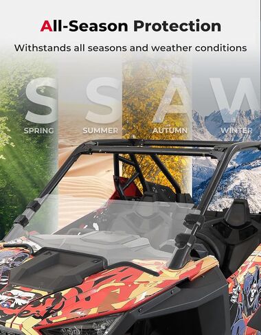 KEMIMOTO PRO XP 1/2 نصف مشابك ترقية الزجاج الأمامي متوافقة مع Polaris RZR PRO XP / RZR Turbo R 2020-2024، سهلة التركيب، شرائط مطاطية مثبتة مسبقًا 5 مم من مادة الكمبيوتر الزجاج الأمامي in Saudi Arabia