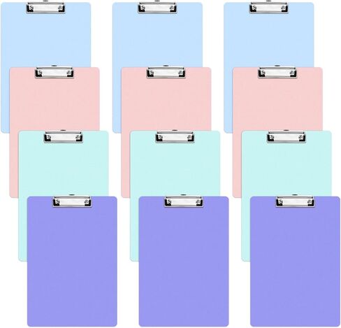 12 Pack Clipboards with Pen Holder 8.5x12.4 Multicolor Clip Board Plastic Standard A4 Letter Size Hanging Clipboards for Classroom, Students, Kid, Woman, Office & School Supply, 4 Color in Saudi Arabia