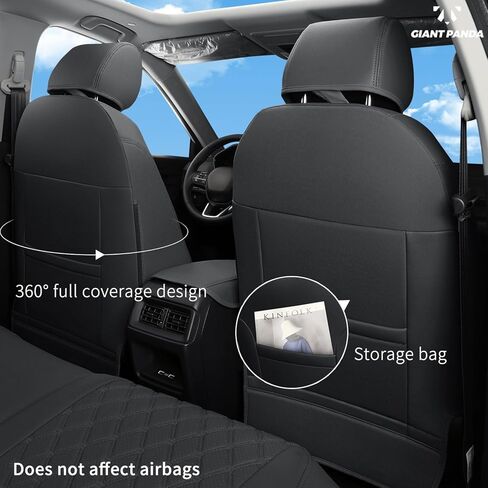 GIANT PANDA Car Seat Covers Full Set Custom Fit for Honda CRV 2017 2018 2019 2020 2021 2022- Faux Leather (Gray/Grey) in Kuwait