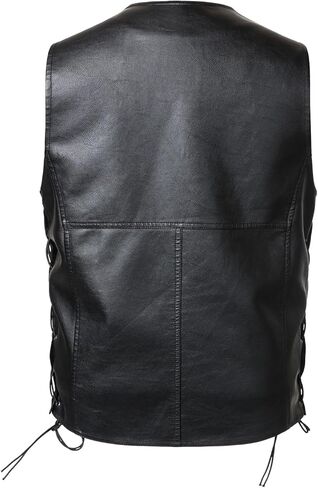 FANARCHER Motorcycle Vest for Men,Western Style Faux Leather Sleeveless Jacket with Snap Button in Saudi Arabia