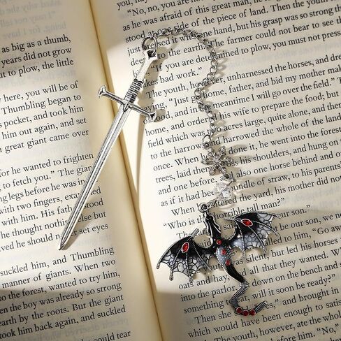 Vintage Bookmark Sword Book Mark with 4th Wing and Gray Dragon Chain Pendant-Fantasy Book Marks for Reading Women, Men, Book Lovers, Girls, Teens, Teachers and Students Handmade Bookmarks in Saudi Arabia