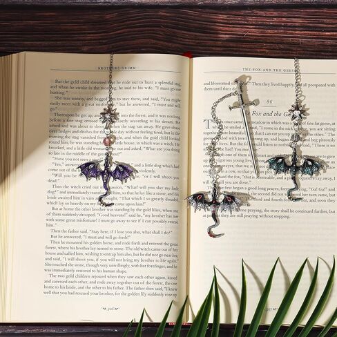 Vintage Bookmark Sword Book Mark with 4th Wing and Gray Dragon Chain Pendant-Fantasy Book Marks for Reading Women, Men, Book Lovers, Girls, Teens, Teachers and Students Handmade Bookmarks in Saudi Arabia