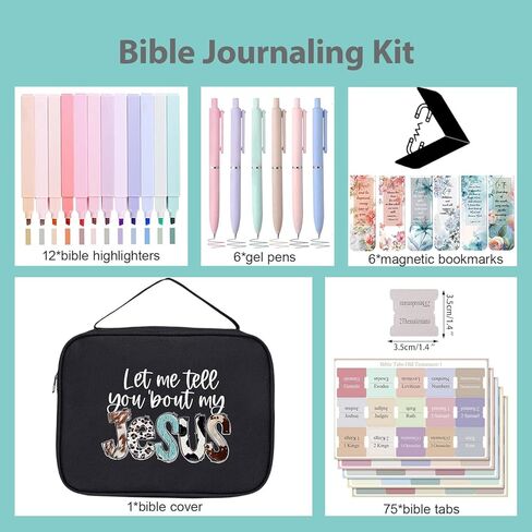 Bible Covers for Women& Girls, Durable Bible Cover Case for Women with Handles, All-in-One Bible Journaling Kit, Perfect Bible Study Kit and Bibles Study Supplies in Kuwait