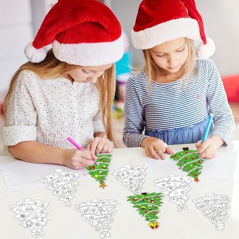 مجموعة تلوين رجل خبز الزنجبيل لعيد الميلاد 40 قطعة، زخارف فنية لتلوين ورق عيد الميلاد مع الحبال والأقلام الملونة لحفلات عيد الميلاد وأنشطة الفصل الدراسي المنزلي، وزخارف عيد الميلاد المعلقة in Kuwait