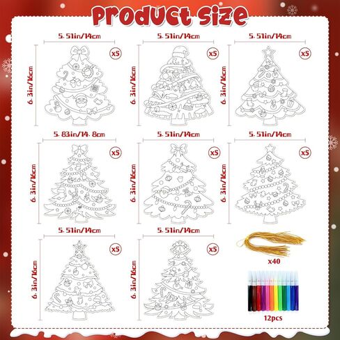 مجموعة تلوين رجل خبز الزنجبيل لعيد الميلاد 40 قطعة، زخارف فنية لتلوين ورق عيد الميلاد مع الحبال والأقلام الملونة لحفلات عيد الميلاد وأنشطة الفصل الدراسي المنزلي، وزخارف عيد الميلاد المعلقة in Kuwait