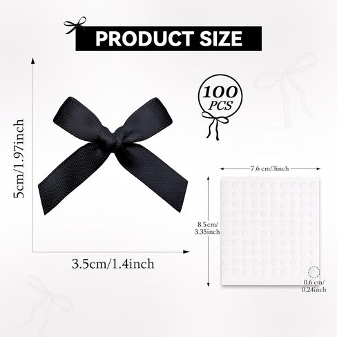 100PCS Mini Pink Bows Decoration with Glue Dots, Tiny Satin Ribbon Ornaments for DIY, Crafts, Favors, Fit for Wedding, Birthday, Bachelorette Party, Bridal Shower, Engagement, Baby Shower in Saudi Arabia