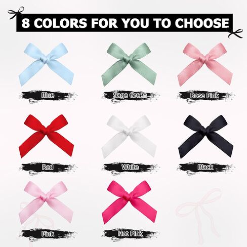 100PCS Mini Pink Bows Decoration with Glue Dots, Tiny Satin Ribbon Ornaments for DIY, Crafts, Favors, Fit for Wedding, Birthday, Bachelorette Party, Bridal Shower, Engagement, Baby Shower in Saudi Arabia