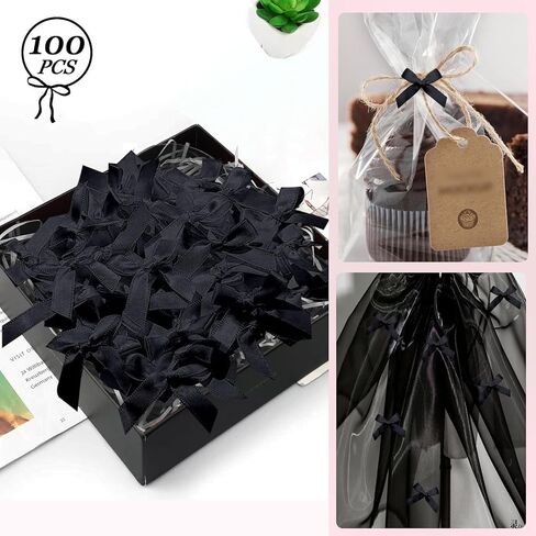 100PCS Mini Pink Bows Decoration with Glue Dots, Tiny Satin Ribbon Ornaments for DIY, Crafts, Favors, Fit for Wedding, Birthday, Bachelorette Party, Bridal Shower, Engagement, Baby Shower in Saudi Arabia
