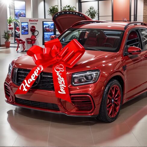 30 Inch Giant Red Car Bow - Extra Large Birthday Bow for Car, Big Gift Bow for Present, New Vehicle Accessories, Happy Birthday Ribbon Surprise in Saudi Arabia