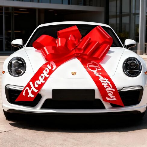 30 Inch Giant Red Car Bow - Extra Large Birthday Bow for Car, Big Gift Bow for Present, New Vehicle Accessories, Happy Birthday Ribbon Surprise in Saudi Arabia