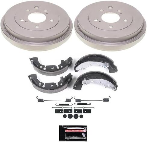 دوارات الفرامل والطبول البديلة الأمامية والخلفية من POWERSTOP مع وسادات الفرامل ومجموعة فرامل الأحذية لنيسان سنترا 2013-2019 [خاصة بالمركبة] in Saudi Arabia