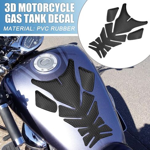 Universal 3D Motorcycle Gas Tank Decal 7.76''x5.63'' Gas Tank Protector Sticker Fuel Oil Gas Tank Pad Protector Sticker Decal PVC Rubber Black in Saudi Arabia