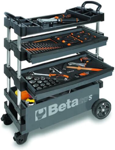 Beta C27S Black Collapsible Tool Cart, 4" Steering Casters w/Brake, 110 lb Capacity in Kuwait