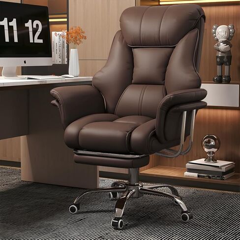 كرسي مكتب كبير وطويل بوزن 550 رطلًا، كرسي تنفيذي جلدي عريض جدًا مع مسند للقدمين قابل للسحب، كرسي مريح للخدمة الشاقة، كراسي ألعاب كمبيوتر بارتفاع قابل للتعديل in Kuwait