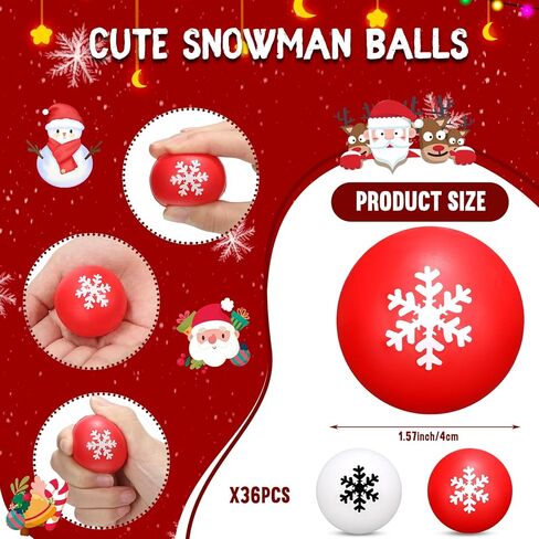 Kasyat 36 Pcs Christmas Stress Ball Snowman Stress Relief Toys Cute Snowflake Christmas Party Favors for Party Bag Filler Stocking Stuffers Gifts Suitable for Ages Above 3(Snowman) in Saudi Arabia