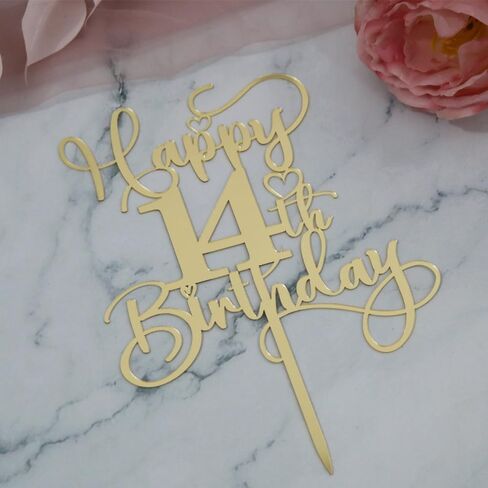 Happy 50th Birthday Cake Topper，Mirrored Gold Acrylic Birthday Topper for Cheers to 50 Years Birthday/Anniversary Party Decoration Ideas, Perfect Keepsake for your family and friends(50th) in Saudi Arabia