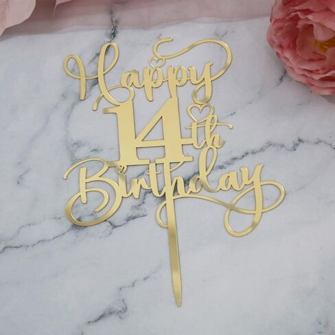 Happy 50th Birthday Cake Topper，Mirrored Gold Acrylic Birthday Topper for Cheers to 50 Years Birthday/Anniversary Party Decoration Ideas, Perfect Keepsake for your family and friends(50th) in Saudi Arabia