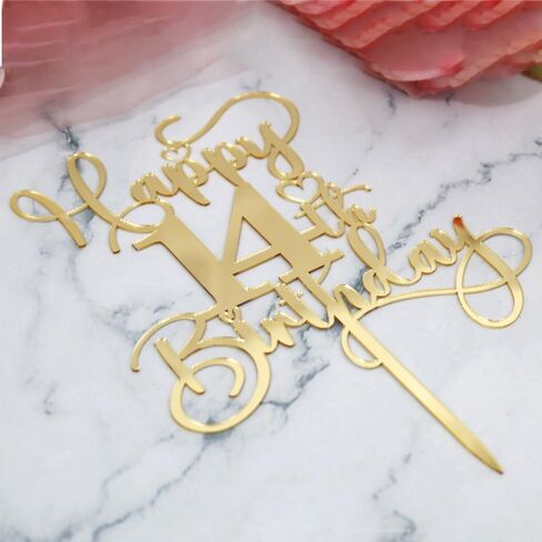 Happy 50th Birthday Cake Topper，Mirrored Gold Acrylic Birthday Topper for Cheers to 50 Years Birthday/Anniversary Party Decoration Ideas, Perfect Keepsake for your family and friends(50th) in Saudi Arabia