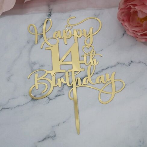 Happy 50th Birthday Cake Topper，Mirrored Gold Acrylic Birthday Topper for Cheers to 50 Years Birthday/Anniversary Party Decoration Ideas, Perfect Keepsake for your family and friends(50th) in Saudi Arabia