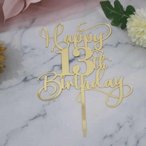 Happy 50th Birthday Cake Topper，Mirrored Gold Acrylic Birthday Topper for Cheers to 50 Years Birthday/Anniversary Party Decoration Ideas, Perfect Keepsake for your family and friends(50th) in Saudi Arabia