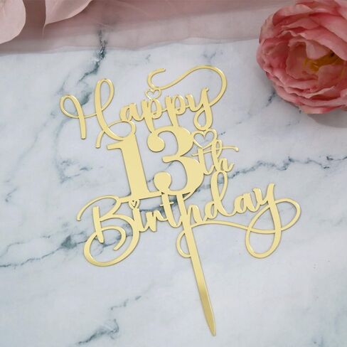 Happy 50th Birthday Cake Topper，Mirrored Gold Acrylic Birthday Topper for Cheers to 50 Years Birthday/Anniversary Party Decoration Ideas, Perfect Keepsake for your family and friends(50th) in Saudi Arabia