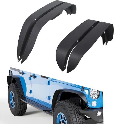 HECASA Front&Rear Fender Flare Compatible with 2007-2018 Jeep Wrangler JK JKU Unlimited (2/4 Doors), Full Mud Flaps Guards Fender Extensions Kit 4Pcs in Saudi Arabia