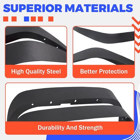 HECASA Front&Rear Fender Flare Compatible with 2007-2018 Jeep Wrangler JK JKU Unlimited (2/4 Doors), Full Mud Flaps Guards Fender Extensions Kit 4Pcs in Saudi Arabia