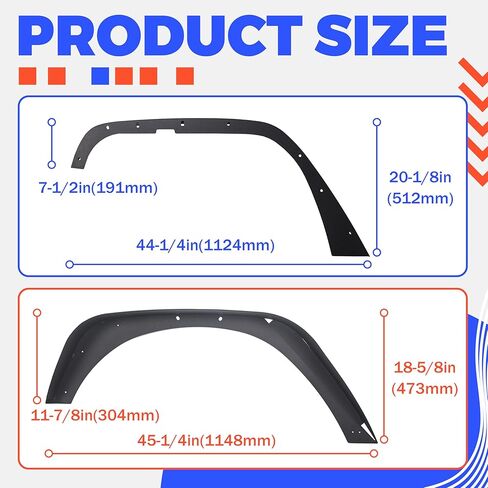 HECASA Front&Rear Fender Flare Compatible with 2007-2018 Jeep Wrangler JK JKU Unlimited (2/4 Doors), Full Mud Flaps Guards Fender Extensions Kit 4Pcs in Saudi Arabia
