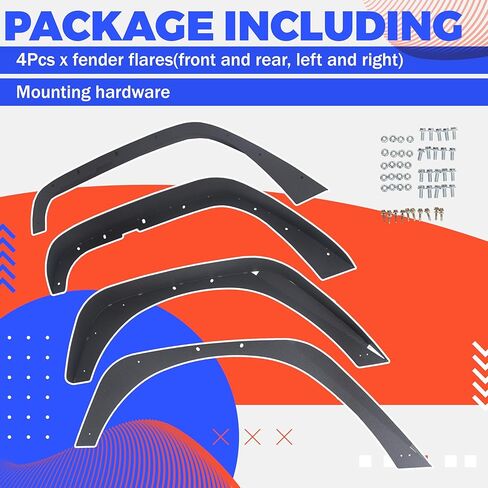 HECASA Front&Rear Fender Flare Compatible with 2007-2018 Jeep Wrangler JK JKU Unlimited (2/4 Doors), Full Mud Flaps Guards Fender Extensions Kit 4Pcs in Saudi Arabia