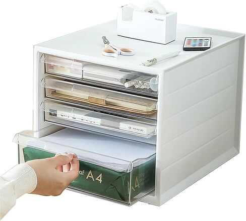 A4 Flat File Cabinet Desktop Storage Box with Drawers for Office Supplies White Ideal for Home Office School Organize and Store Your Files Efficiently,Khaki in Saudi Arabia