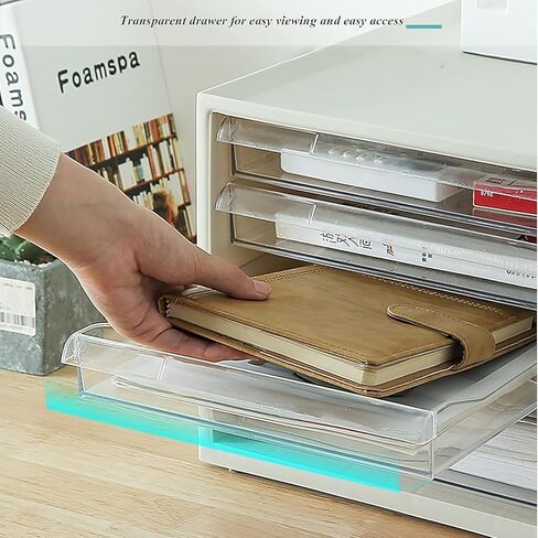 A4 Flat File Cabinet Desktop Storage Box with Drawers for Office Supplies White Ideal for Home Office School Organize and Store Your Files Efficiently,Khaki in Saudi Arabia