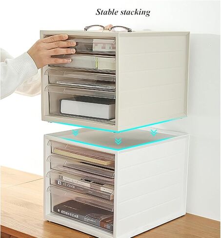 A4 Flat File Cabinet Desktop Storage Box with Drawers for Office Supplies White Ideal for Home Office School Organize and Store Your Files Efficiently,Khaki in Saudi Arabia