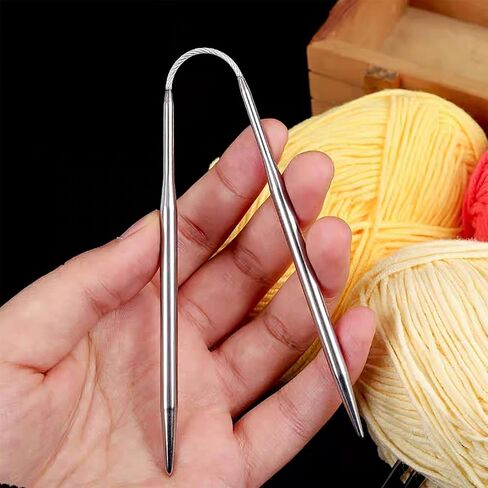 Circular Knitting Needles for Beginners, 3Pcs Size US 1 (2.25mm) Fixed Circle Needles with Magic Loop Round Stainless Steel Knitting Set for Handmade DIY Projects Like Sweater, Scarf, Gloves, ect in Saudi Arabia