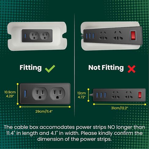 RICEXO Cable Management Box, 7 Holes, 12x5x4.5 inches, Wooden Lid Cable Organizer Box for Desk to Hide Power Strips, Tv Wires, ABS Material Cord Cover in Saudi Arabia
