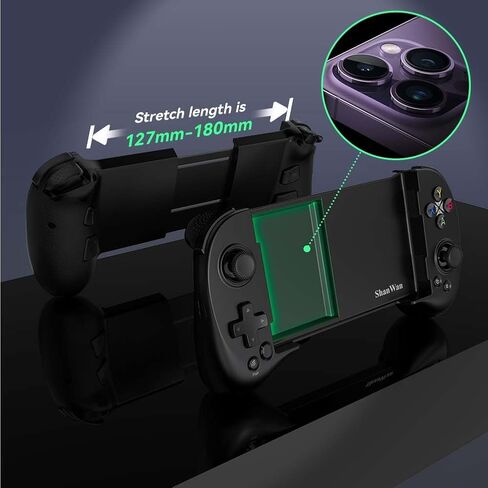 ShanWan Mobile Game Controller for iphone/Android with PHONE CASE Support, Bluetooth Wireless Gamepad - PS Remote Play, Xbox Cloud, Steam Link, GeForce NOW, MFi Arcade Games-Long Battery Life in Kuwait
