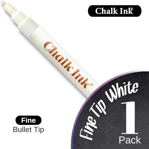Chalk Ink White Chalk Pen - Professional Fine Tip Chalkboard Markers - Long Lasting Colors & Quick Dry - Wet Wipe Liquid Chalk Marker (Easy Writer, 1mm) in Kuwait