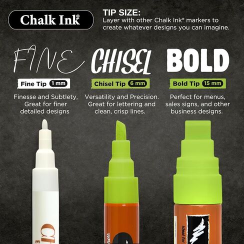 Chalk Ink White Chalk Pen - Professional Fine Tip Chalkboard Markers - Long Lasting Colors & Quick Dry - Wet Wipe Liquid Chalk Marker (Easy Writer, 1mm) in Kuwait