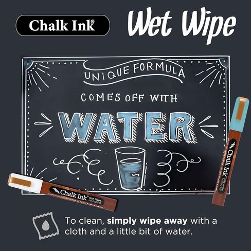 Chalk Ink White Chalk Pen - Professional Fine Tip Chalkboard Markers - Long Lasting Colors & Quick Dry - Wet Wipe Liquid Chalk Marker (Easy Writer, 1mm) in Kuwait