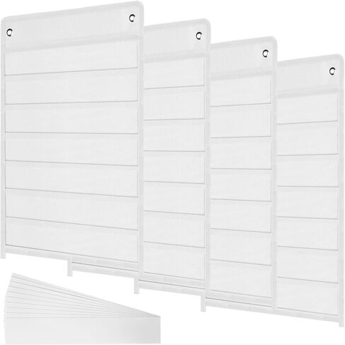 4 Pcs Magnetic Pocket Chart Standard Pocket Chart Classroom Pocket Chart with 40 Pcs Dry Erase Cards for Daily Schedule Class Demonstrations Office Home Activities, Black in Saudi Arabia