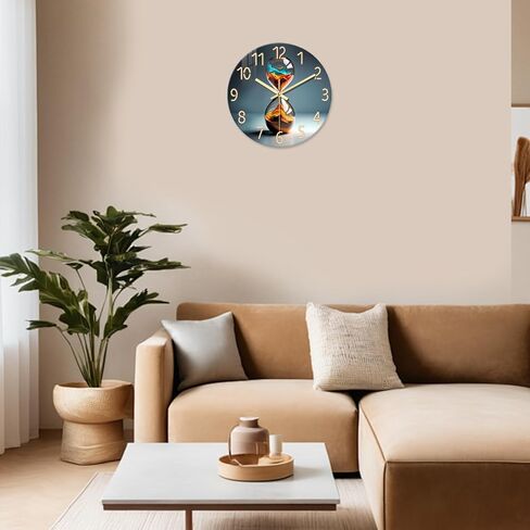 Teal Glass Wall Clock Battery Operated 12 Inch - Modern Aurora Wall Clock for Bedroom Kitchen Living Room Office - Glacier Lake Wall Clock Silent in Kuwait